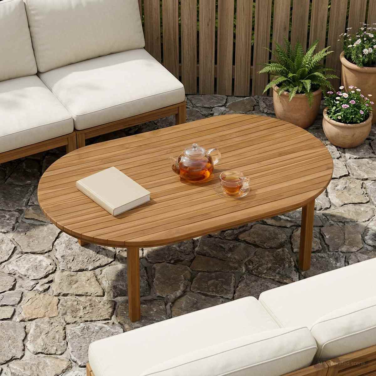 Bordplade x 3,5 cm Massiv Teaktræ Naturfarvet