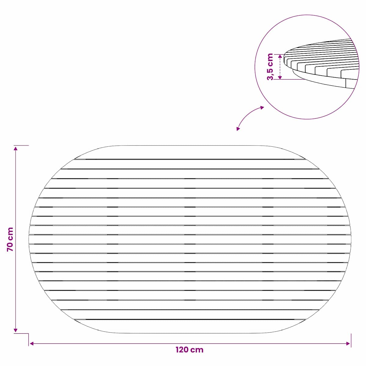 Bordplade x 3,5 cm Massiv Teaktræ Naturfarvet - Billede 8
