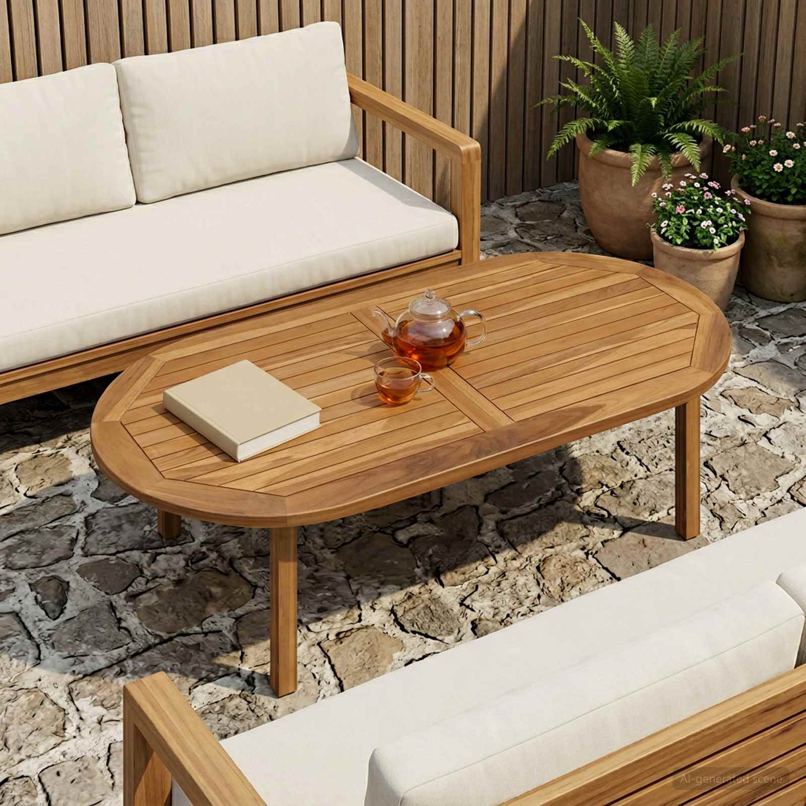 vidaXL Placă de masă Oval Lemn solid de tec natural