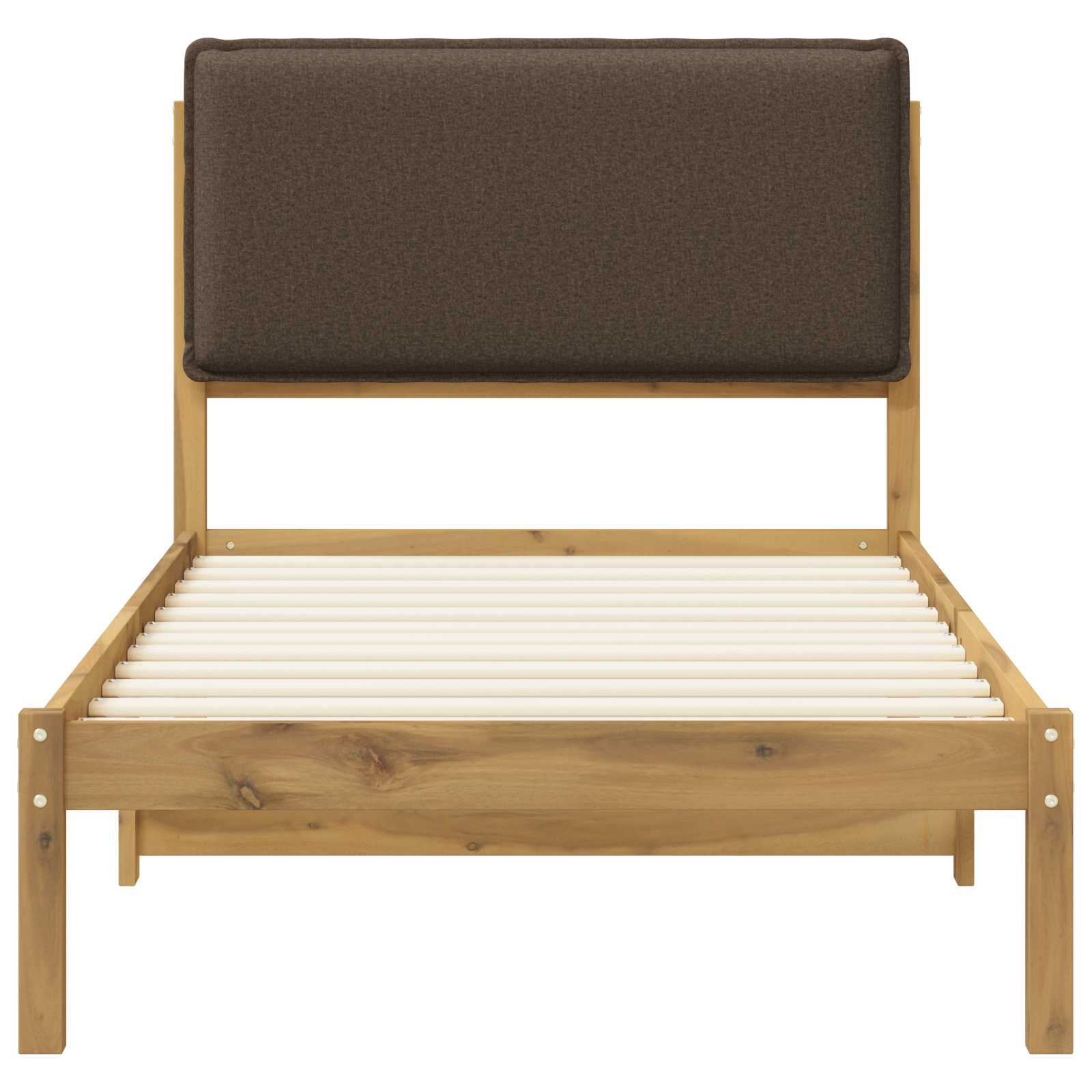 vidaXL Bedframe met gestoffeerd hoofdbord Whitewash en taupe, foto 4