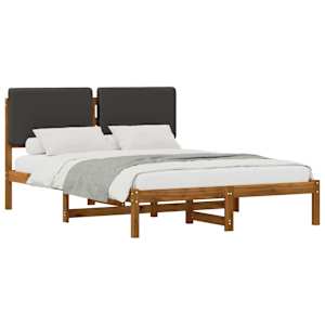 vidaXL Voodiraam Pehme Peatoega Naturaalne ja tumehall 160 x 200 cm