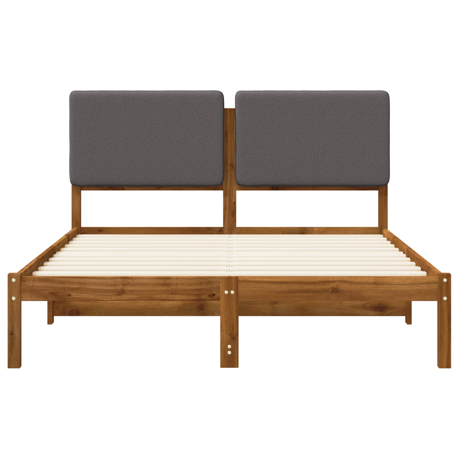 vidaXL Bedframe met gestoffeerd hoofdbord Naturel en lichtgrijs, foto 4