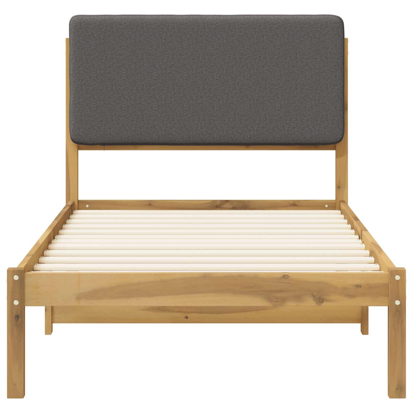 vidaXL Bedframe met gestoffeerd hoofdbord Whitewash en lichtgrijs, foto 4