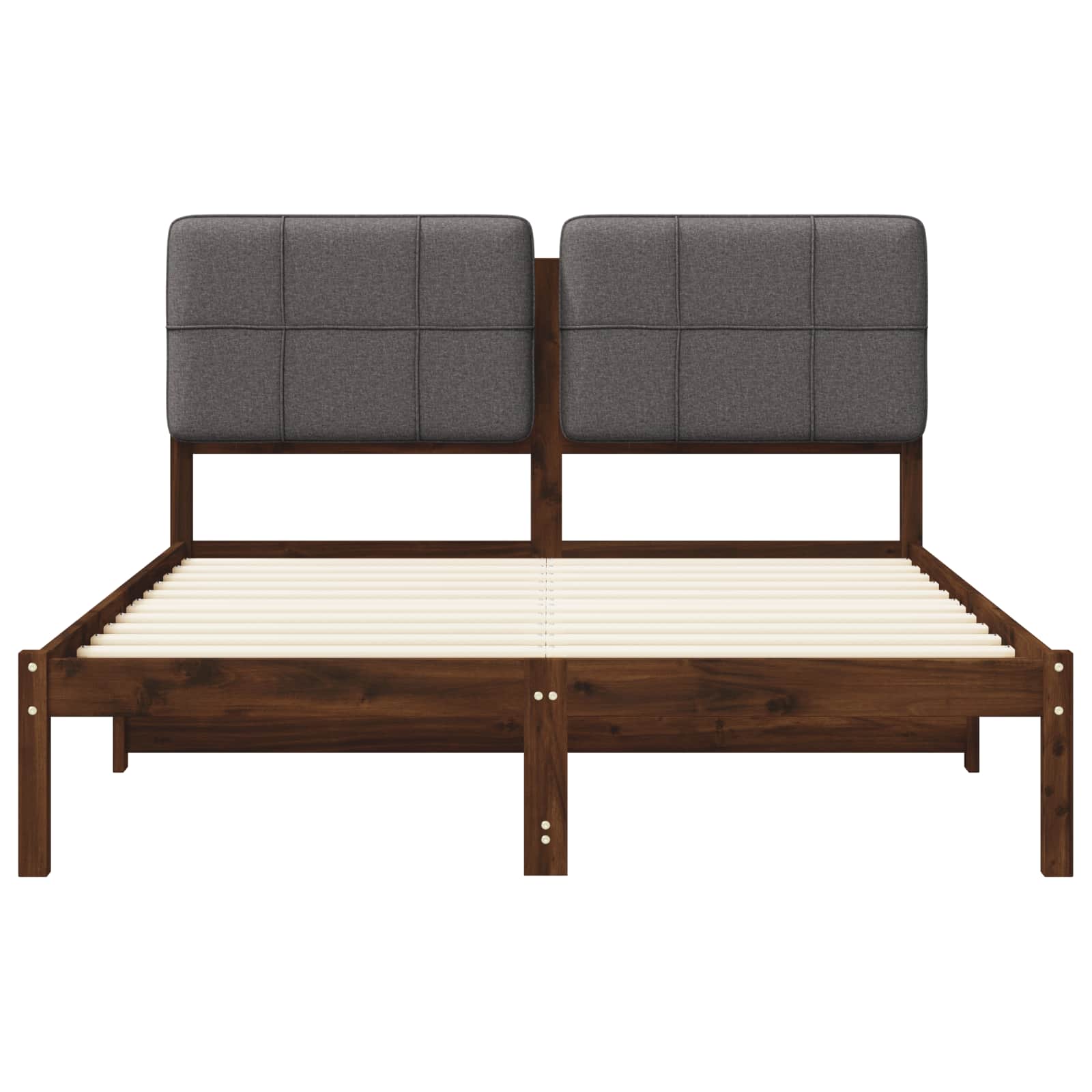 vidaXL Bedframe met gestoffeerd hoofdbord Donkerbruin en lichtgrijs, foto 4