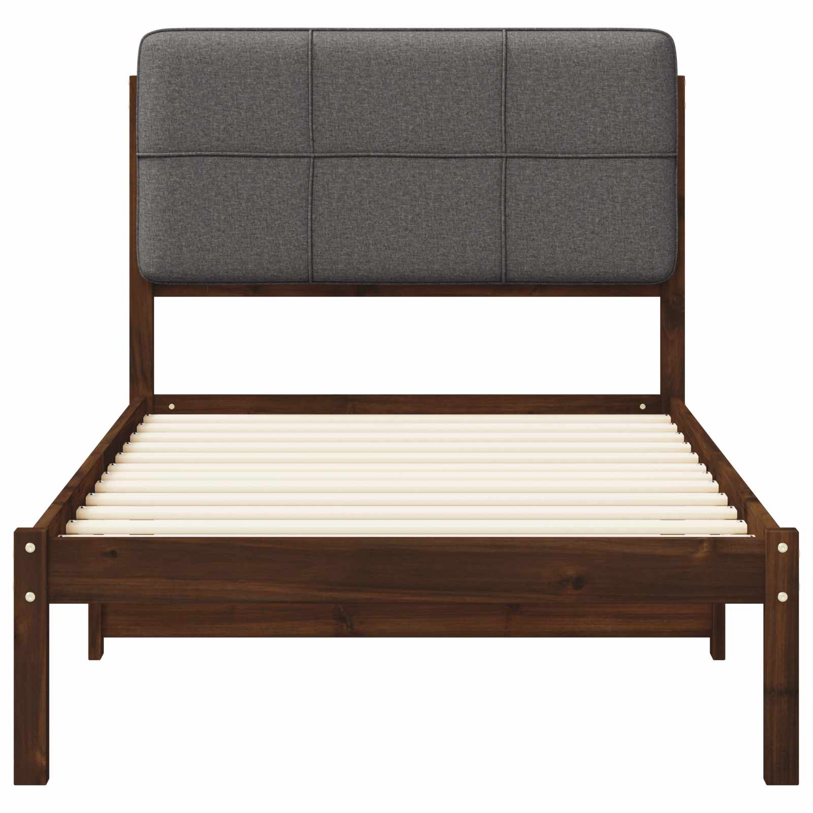 vidaXL Bedframe met gestoffeerd hoofdbord Donkerbruin en lichtgrijs, foto 4