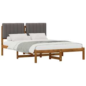 vidaXL Voodiraam Pehme Peatoega Naturaalne ja helehall 160 x 200 cm