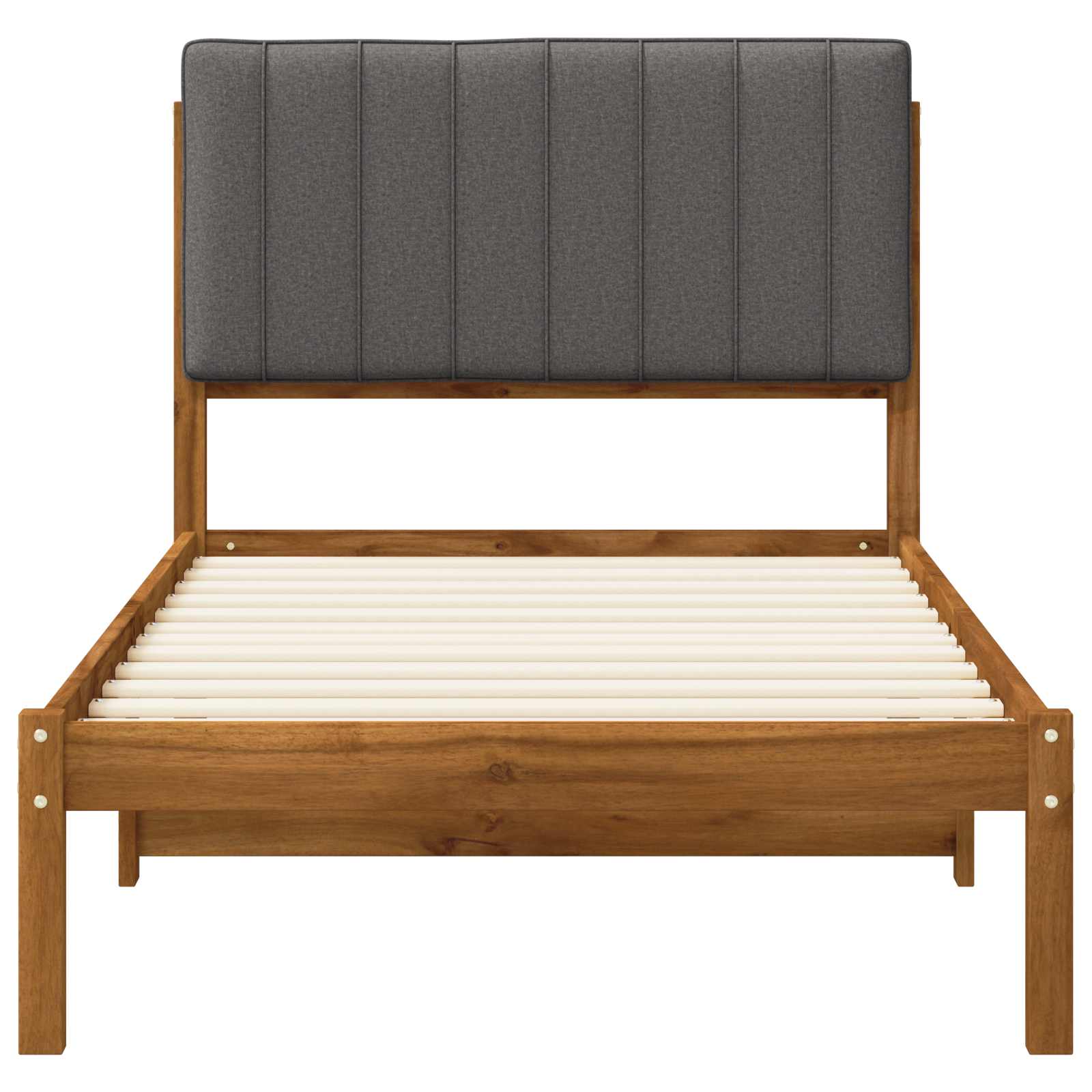 vidaXL Bedframe met gestoffeerd hoofdbord Naturel en lichtgrijs, foto 4