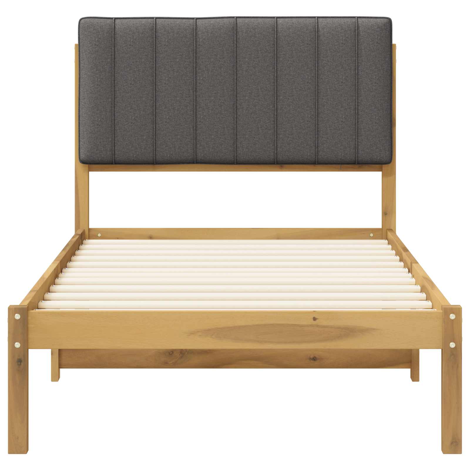 vidaXL Bedframe met gestoffeerd hoofdbord Whitewash en lichtgrijs, foto 4