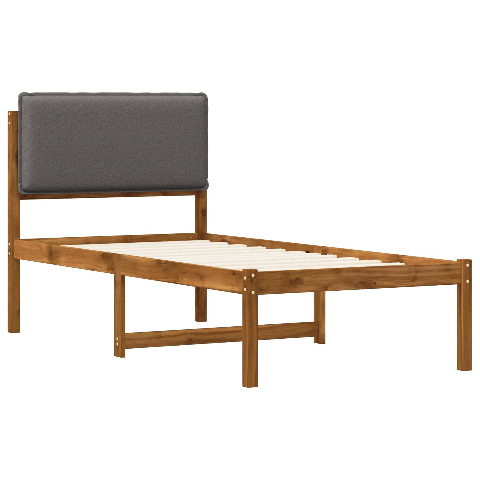 vidaXL - Bedframe - met - gestoffeerd - hoofdbord - Naturel - en - lichtgrijs