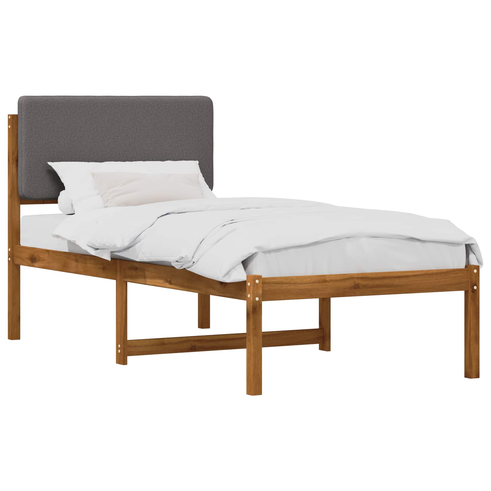 vidaXL Bedframe met gestoffeerd hoofdbord Naturel en lichtgrijs, foto 3