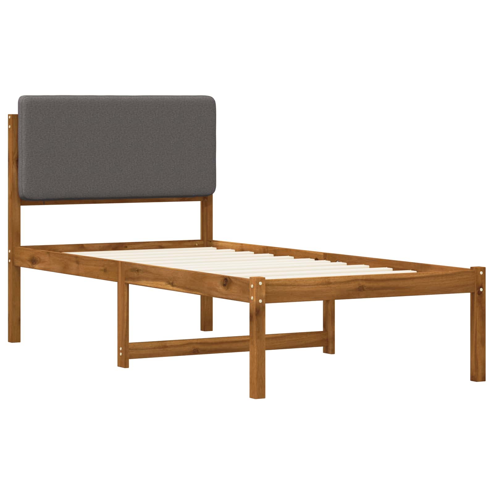 vidaXL - Bedframe - met - gestoffeerd - hoofdbord - Naturel - en - lichtgrijs