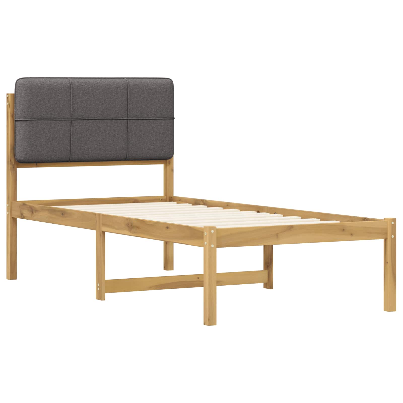 vidaXL - Bedframe - met - gestoffeerd - hoofdbord - Whitewash - en - lichtgrijs
