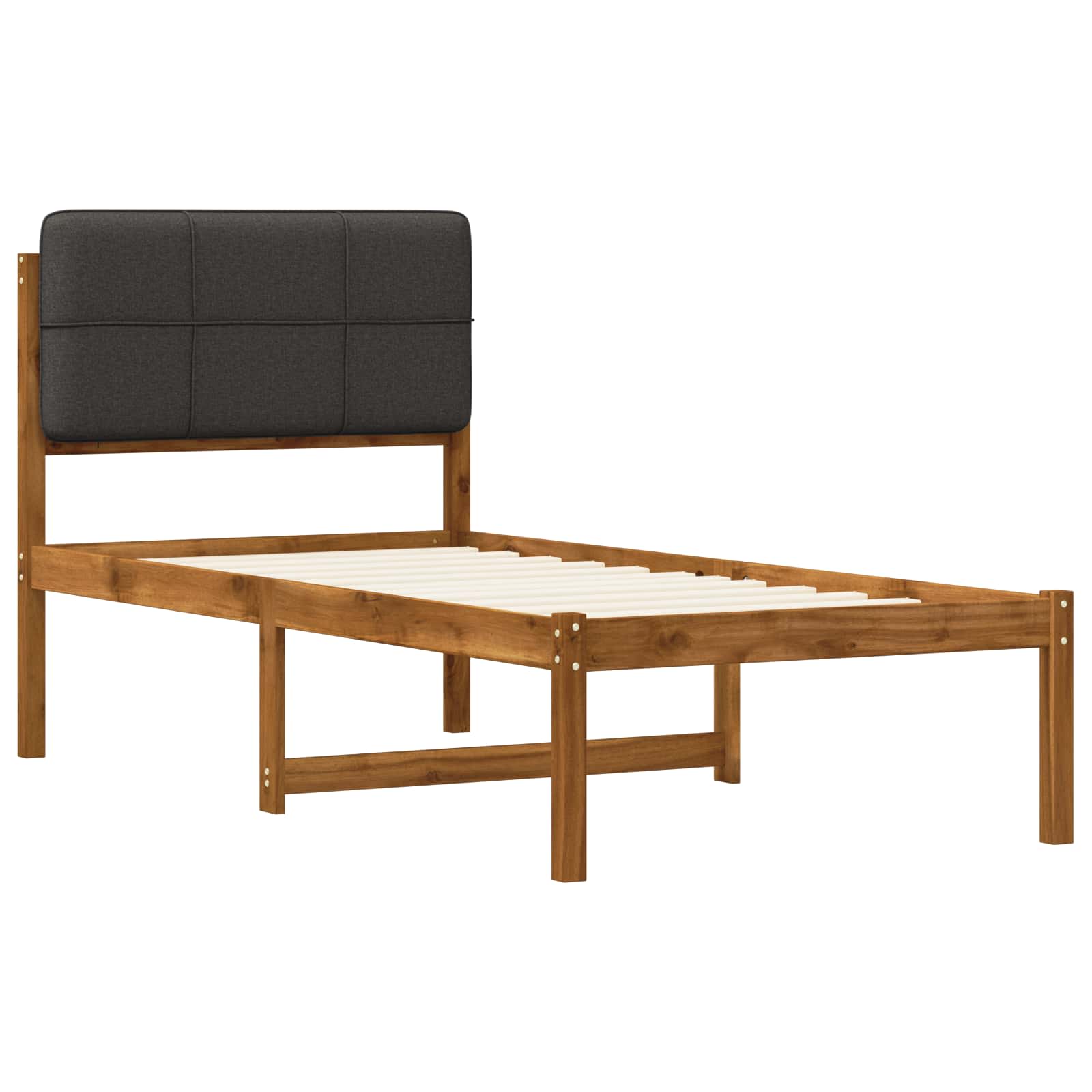 vidaXL - Bedframe - met - gestoffeerd - hoofdbord - Naturel - en - donkergrijs