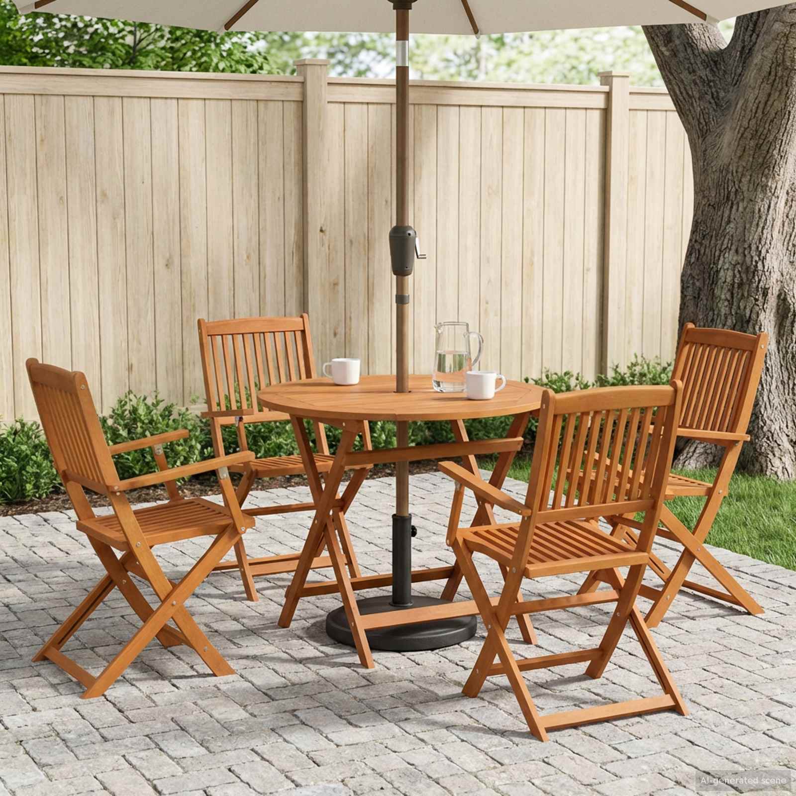 Buitenmeubelset 5-delig Naturel Massief eucalyptushout image 1