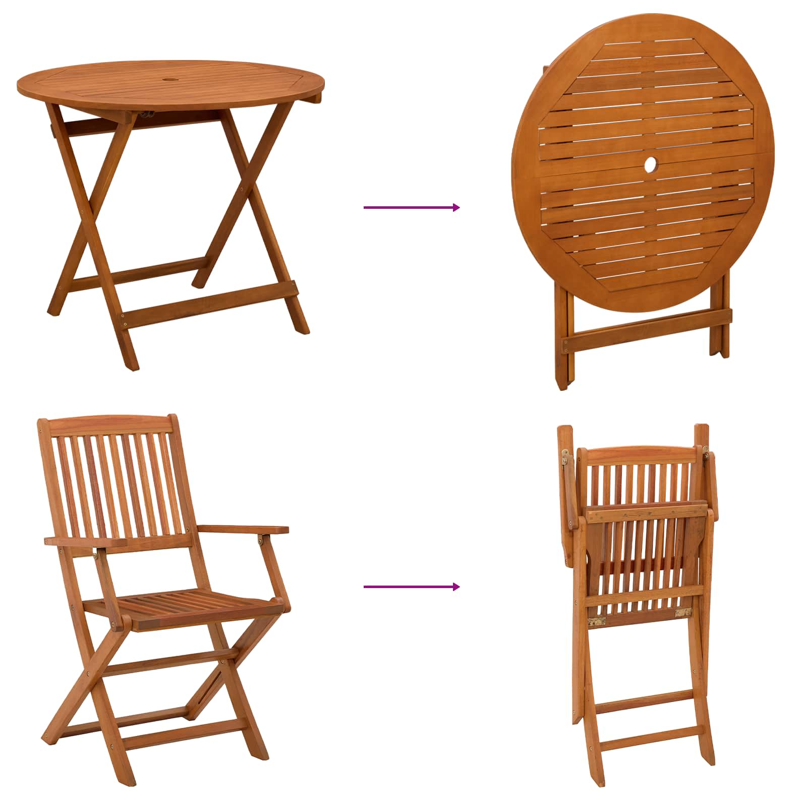 Buitenmeubelset 5-delig Naturel Massief eucalyptushout image 7