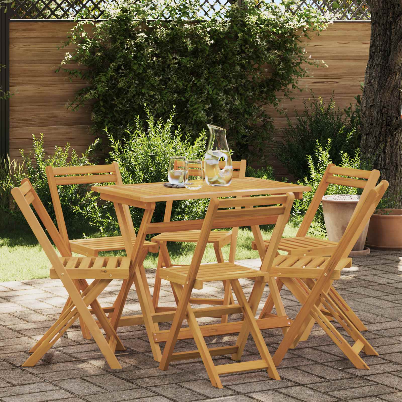 vidaXL Scaune de grădină pliante 6 pcs natural 40 x 53 x 80 cm