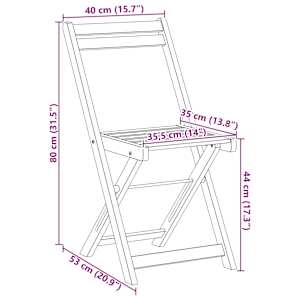 Venkovní bistro židle 8 pcs Přírodní 40 x 53 x 80 cm - obrázek 11