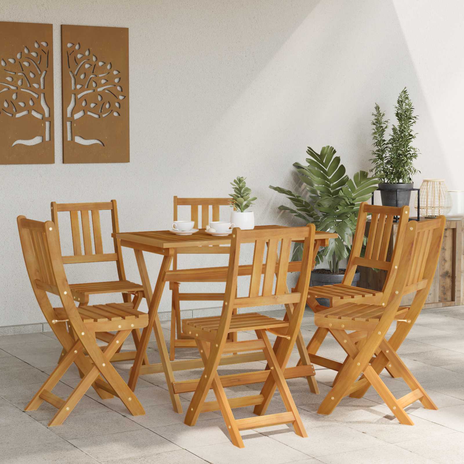 Bistrostoelen voor buiten 6 pcs Naturel Massief Acaciahout image 3