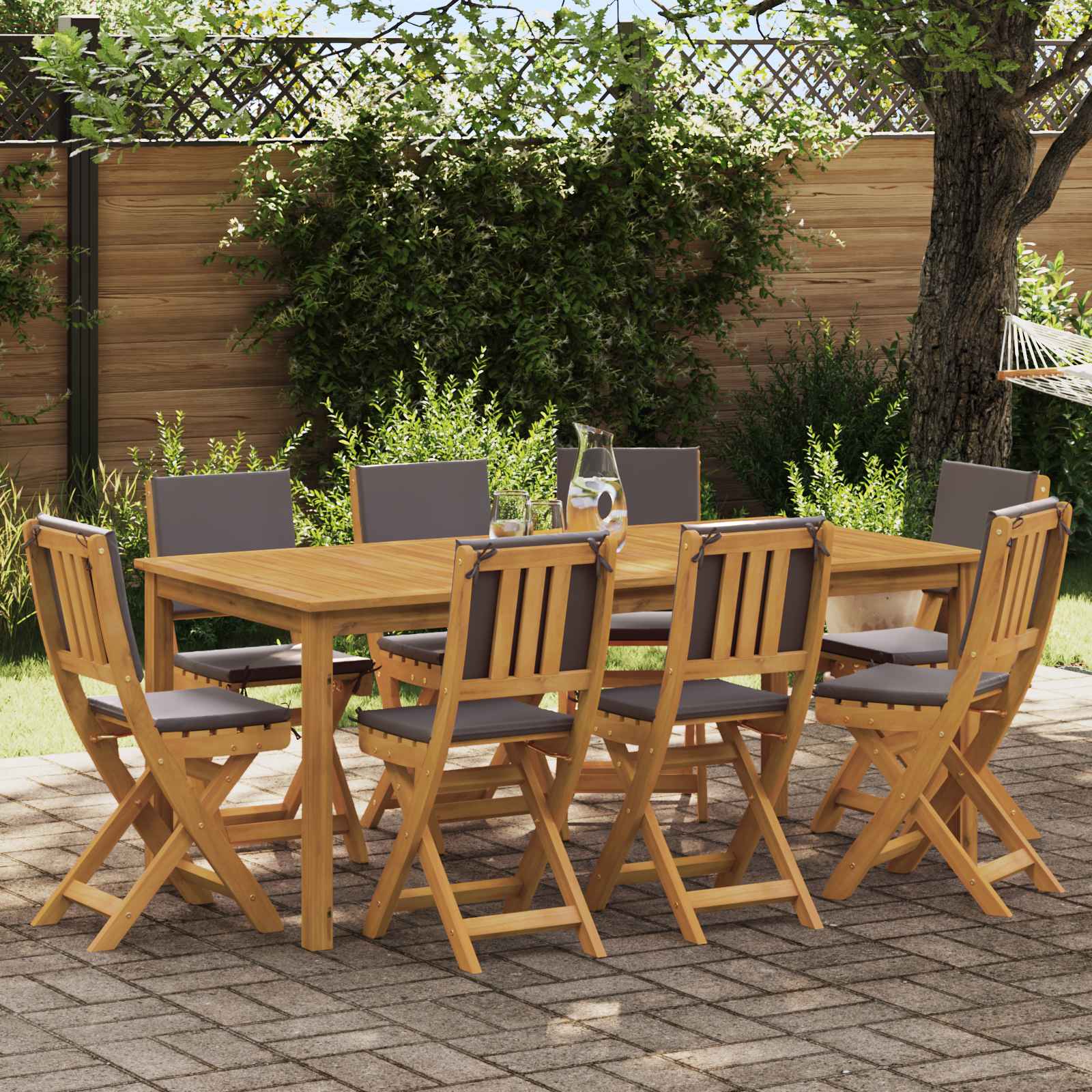 Välistel bistroo toolid padjaga 8 pcs Tumehall 38 x 46 x 85 cm