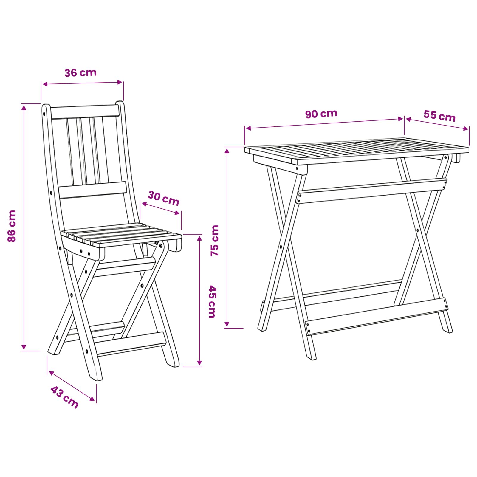 Garden Bistro Set size guide