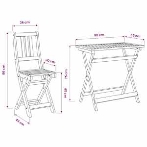 Zahradní bistro set 5 pcs Přírodní Masivní akátové dřevo - obrázek 12