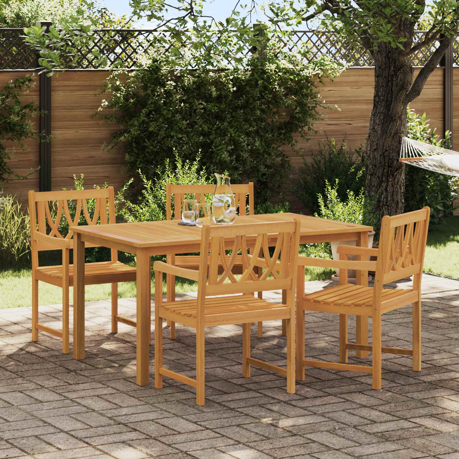 Tuinbank 4 pcs Naturel 56 x 55,5 x 90 cm Massief Acaciahout image 1