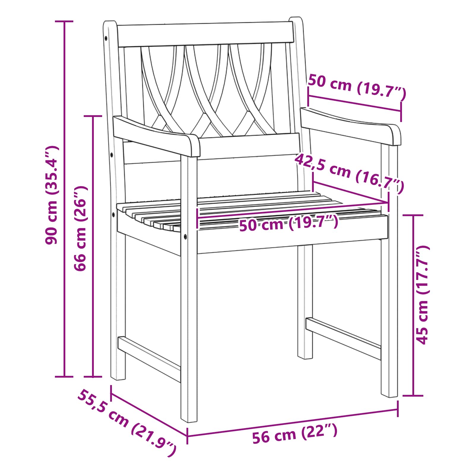 Tuinbank 4 pcs Naturel 56 x 55,5 x 90 cm Massief Acaciahout image 10