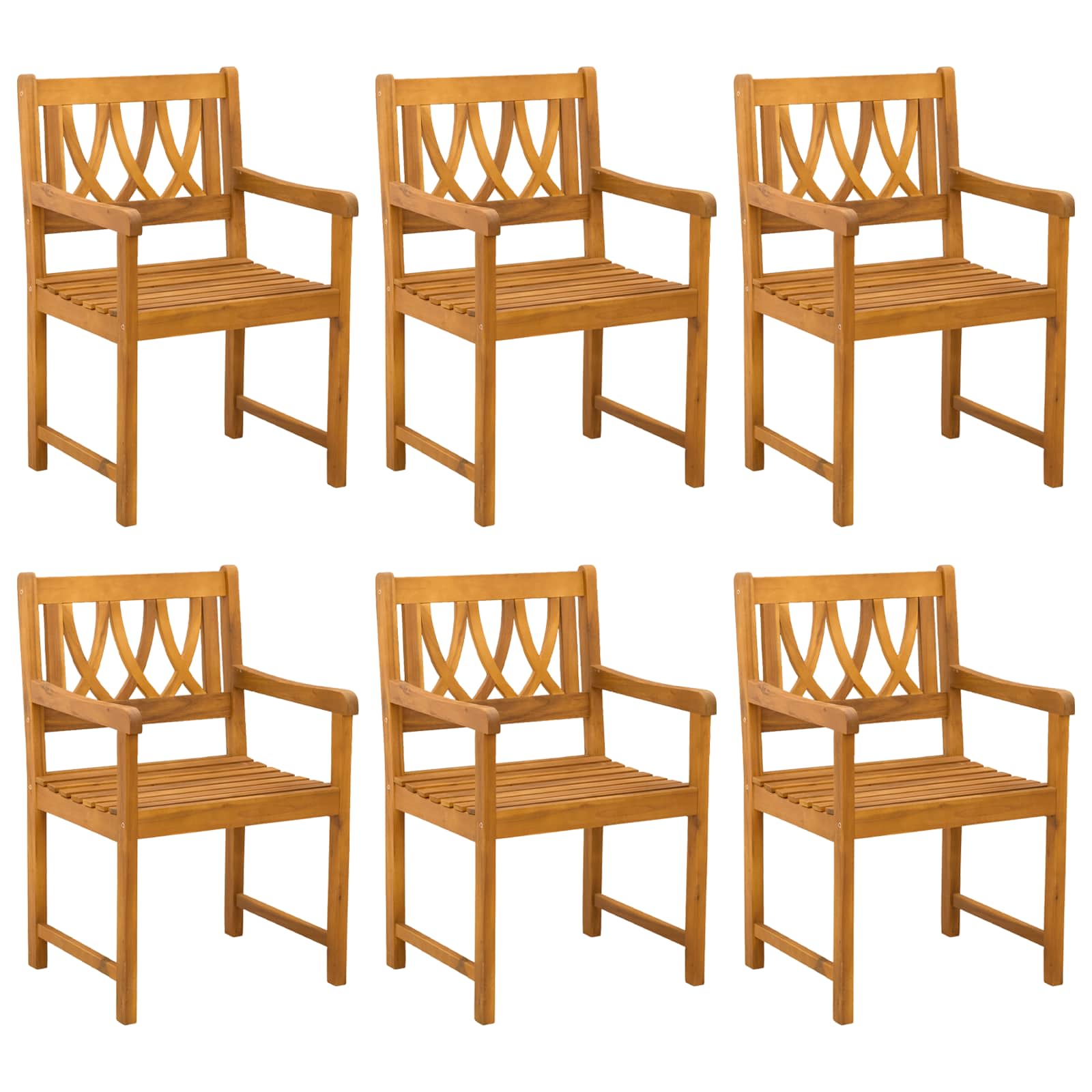 Tuinbank 6 pcs Naturel 56 x 55,5 x 90 cm Massief Acaciahout image 2