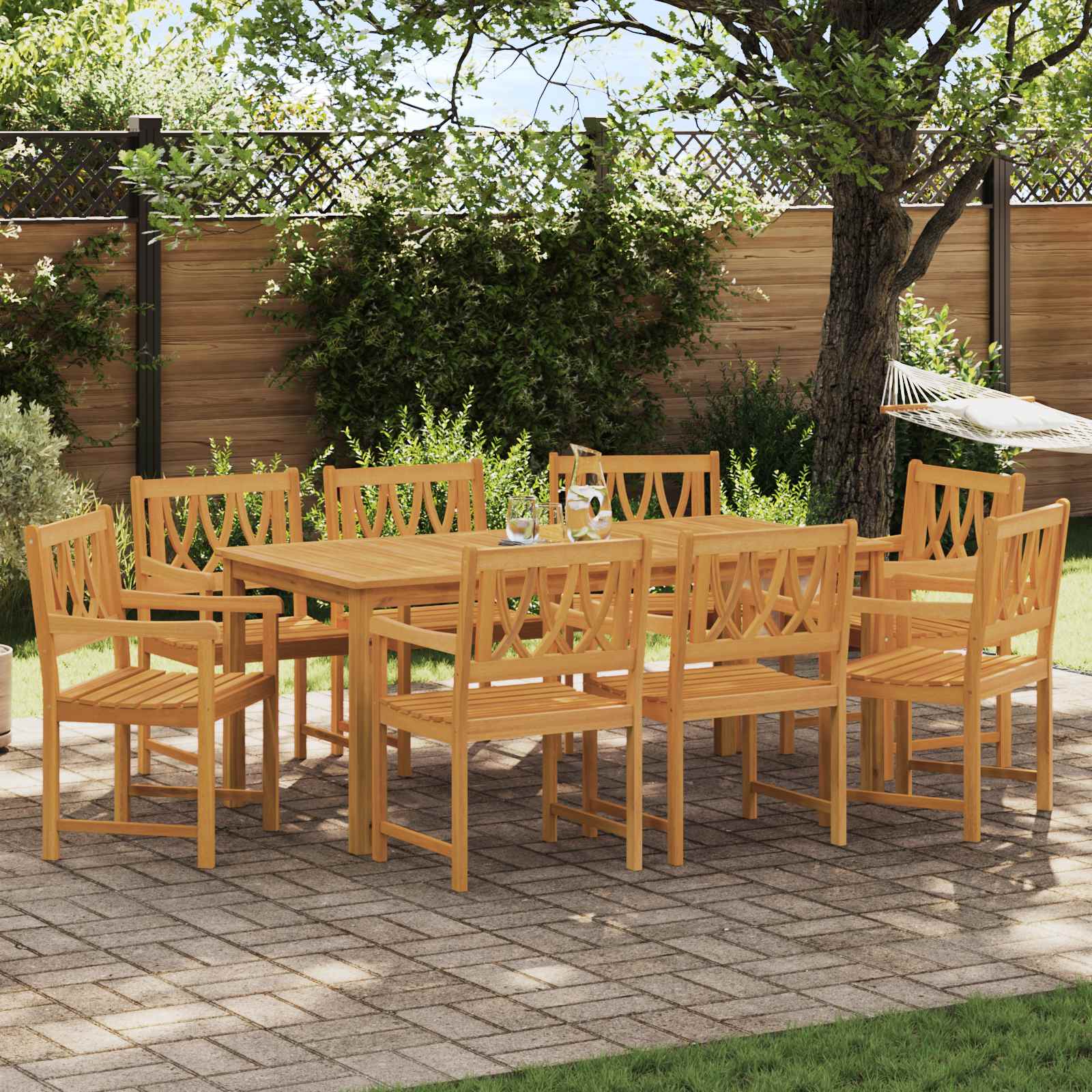 Tuinbank 8 pcs Naturel 56 x 55,5 x 90 cm Massief Acaciahout image 1
