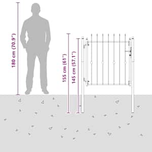Brána na plot HORST 100 x 100 cm Kov Černá Zamykatelné - obrázek 6