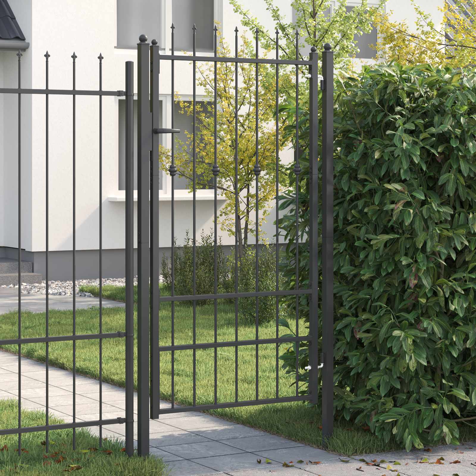 vidaXL Poartă de gard cu blocare Asten Negru 175 x 88 cm Oțel