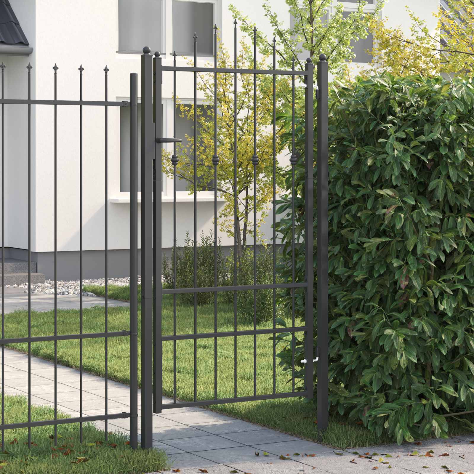 vidaXL Poartă de gard cu blocare Asten Negru 175 x 88 cm Oțel