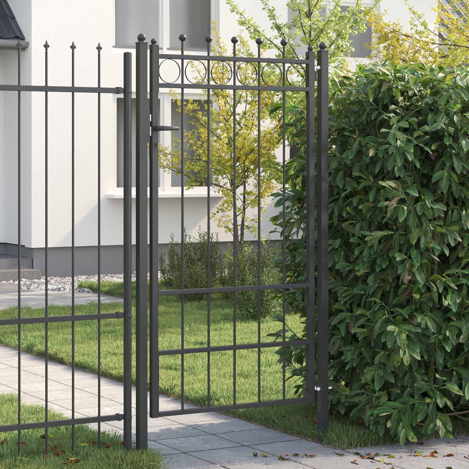 vidaXL Poartă de gard HORST 100 x 175 cm Metal Negru Blocat