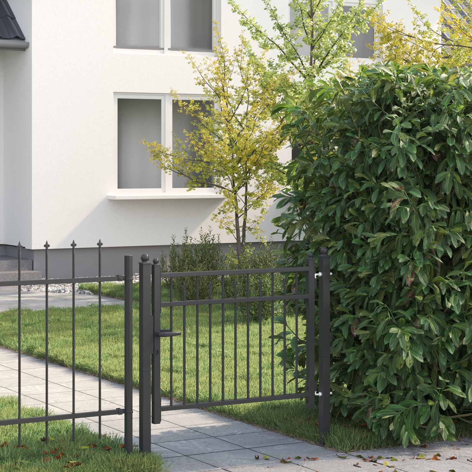 vidaXL Poartă de gard HORST 100 x 75 cm Metal Negru Blocat