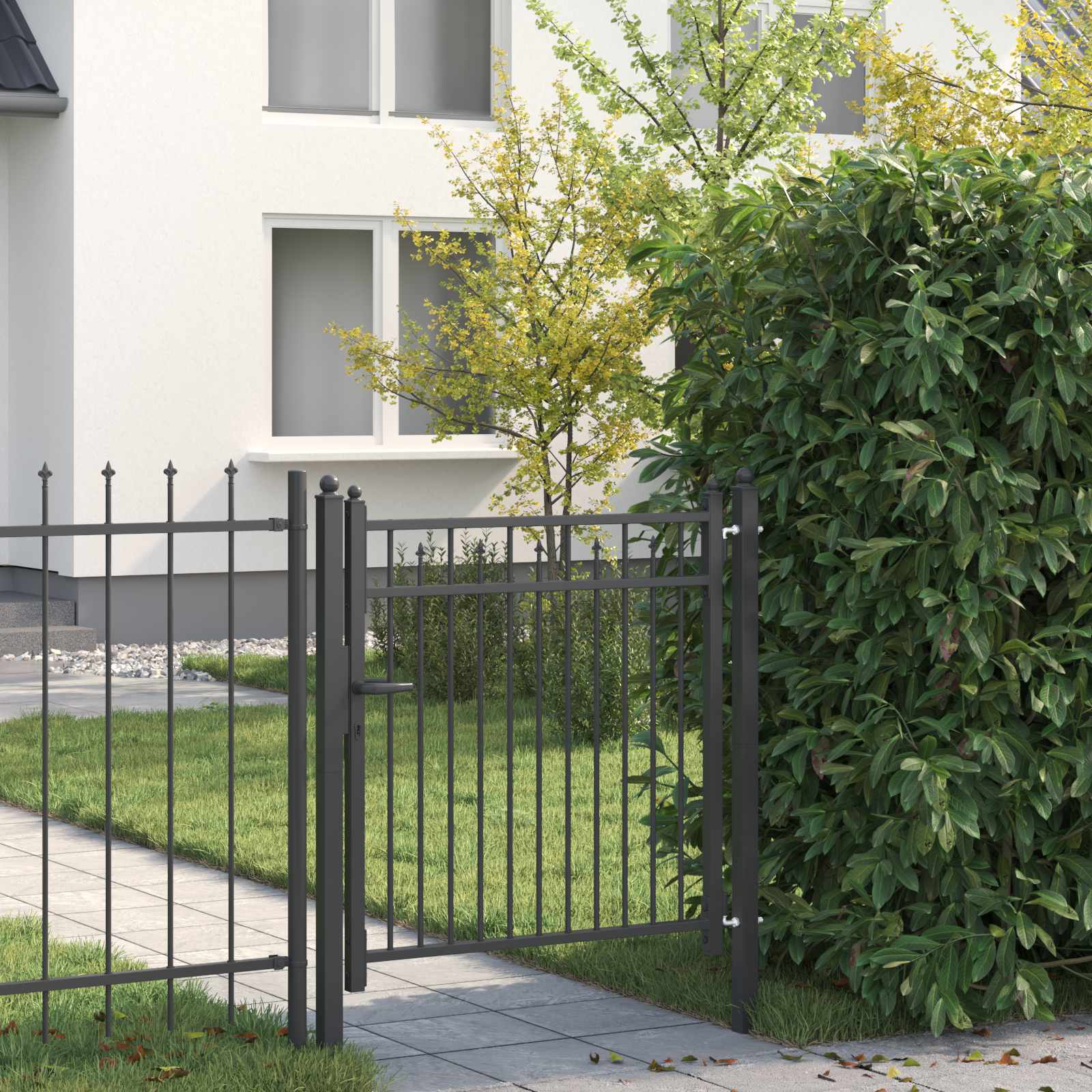 vidaXL Poartă de gard HORST 100 x 100 cm Metal Negru Blocat