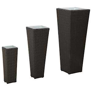 vidaXL V&auml;listingimustes komplekt 3 tk Must 30 x 30 x 80 cm Metall