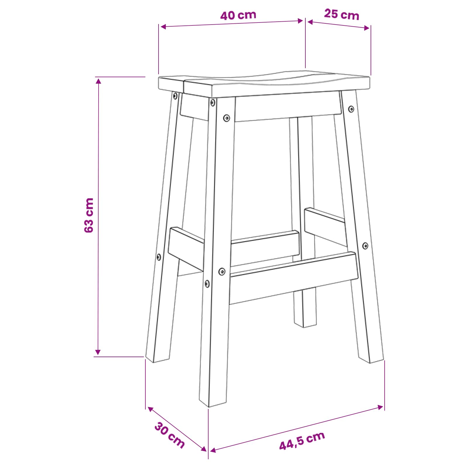 Barkruk 2 pcs Honing Wax 44 x 30 x 63 cm Massief dennenhout image 7