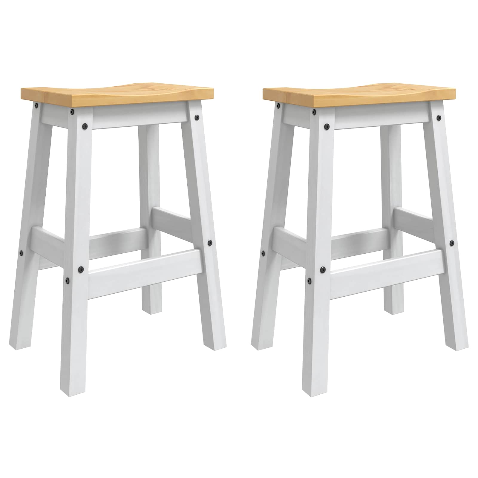 VidaXL Scaun de bar 2 pcs Alb și Ceară de Miere 44 x 30 x 63 cm