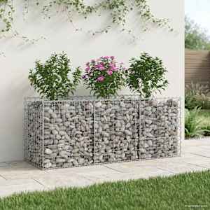 Gabionska dvignjena postelja Srebrna