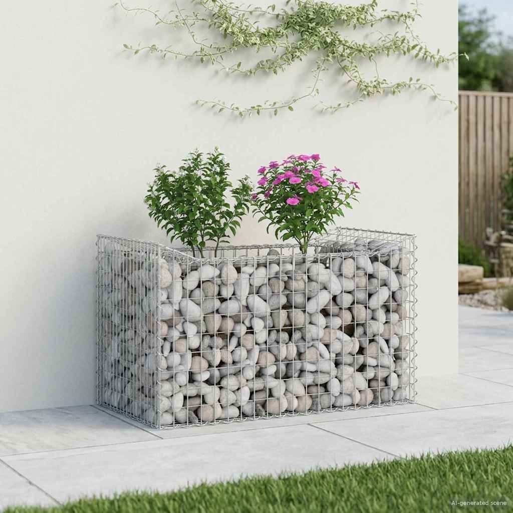 vidaXL Gabion højbed 50 x 100 x 60 cm Galvaniseret stål Sølv