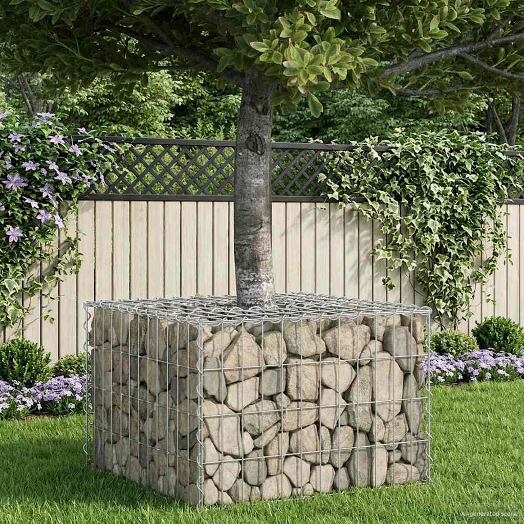 vidaXL Pat ridicat din gabion Argintiu