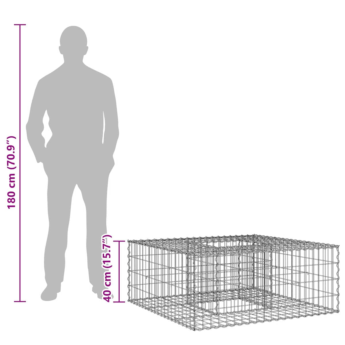 Gabion højbed Galvaniseret stål Sølv - Billede 10