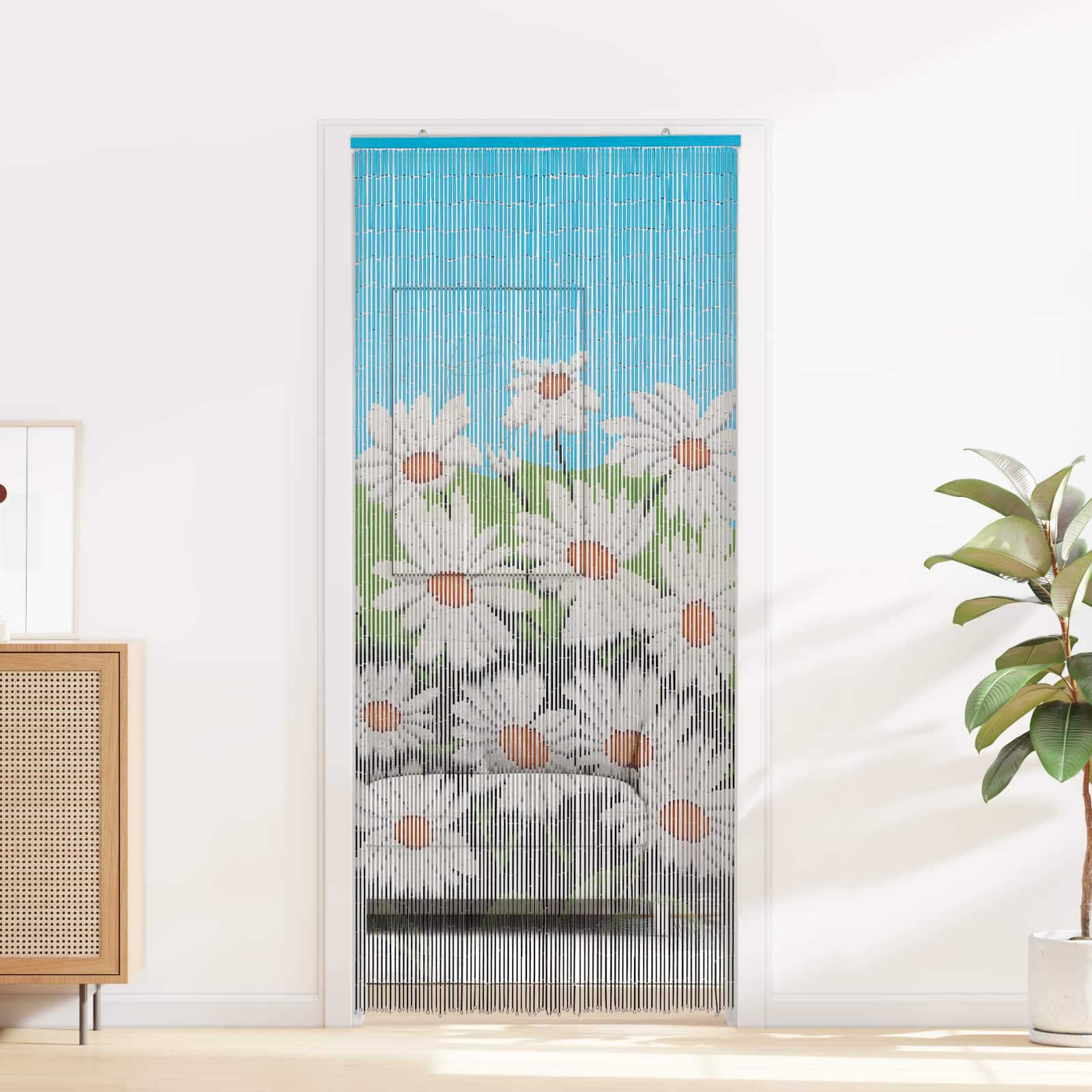 vidaXL Cortină pentru ușa de insecte multicolor 200 x 90 cm Bambus