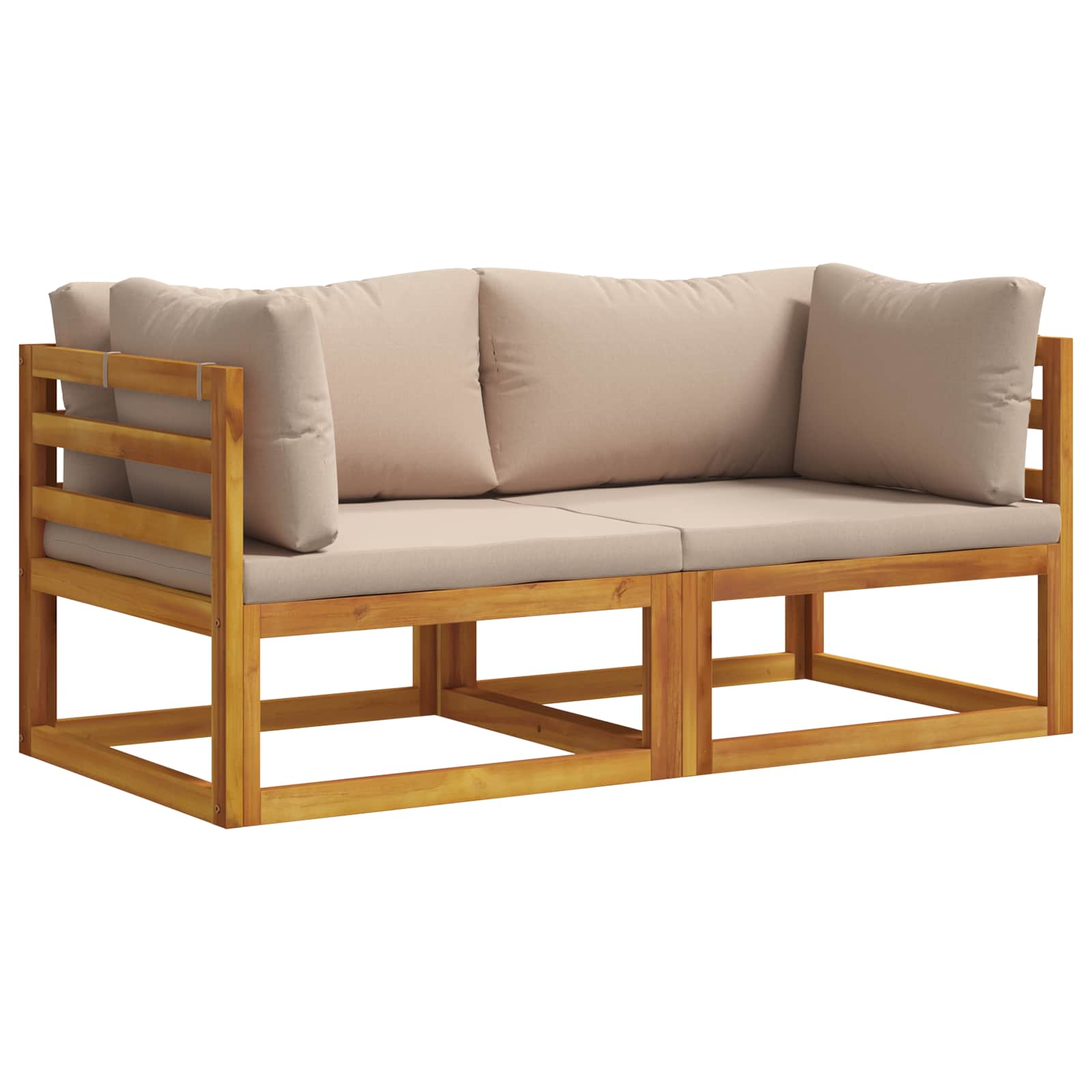 2 st Hoekbank met kussens 100 % polyester Massief Acacia image 1