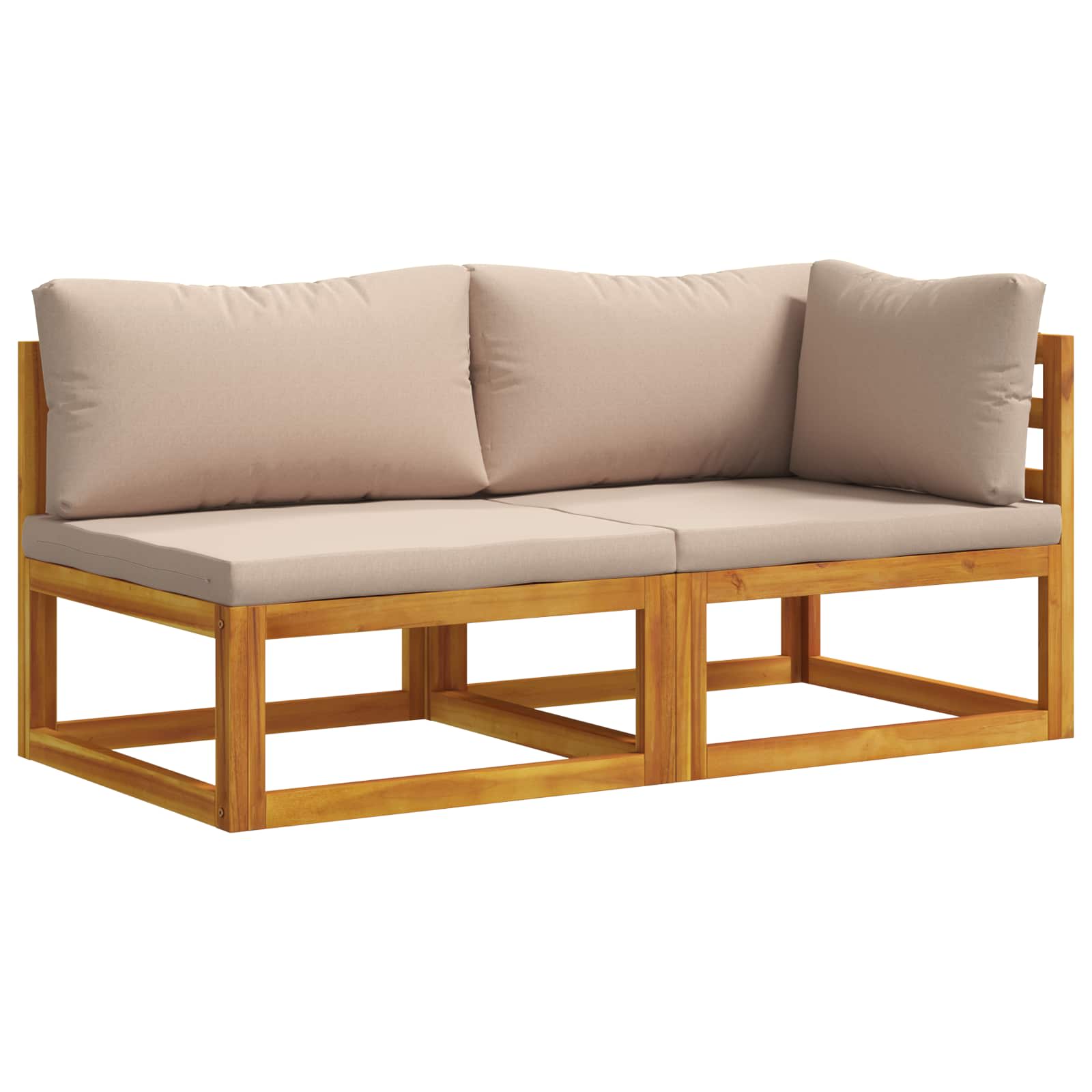 Hoekbank met kussens 100 % polyester Massief Acacia Naturel image 1