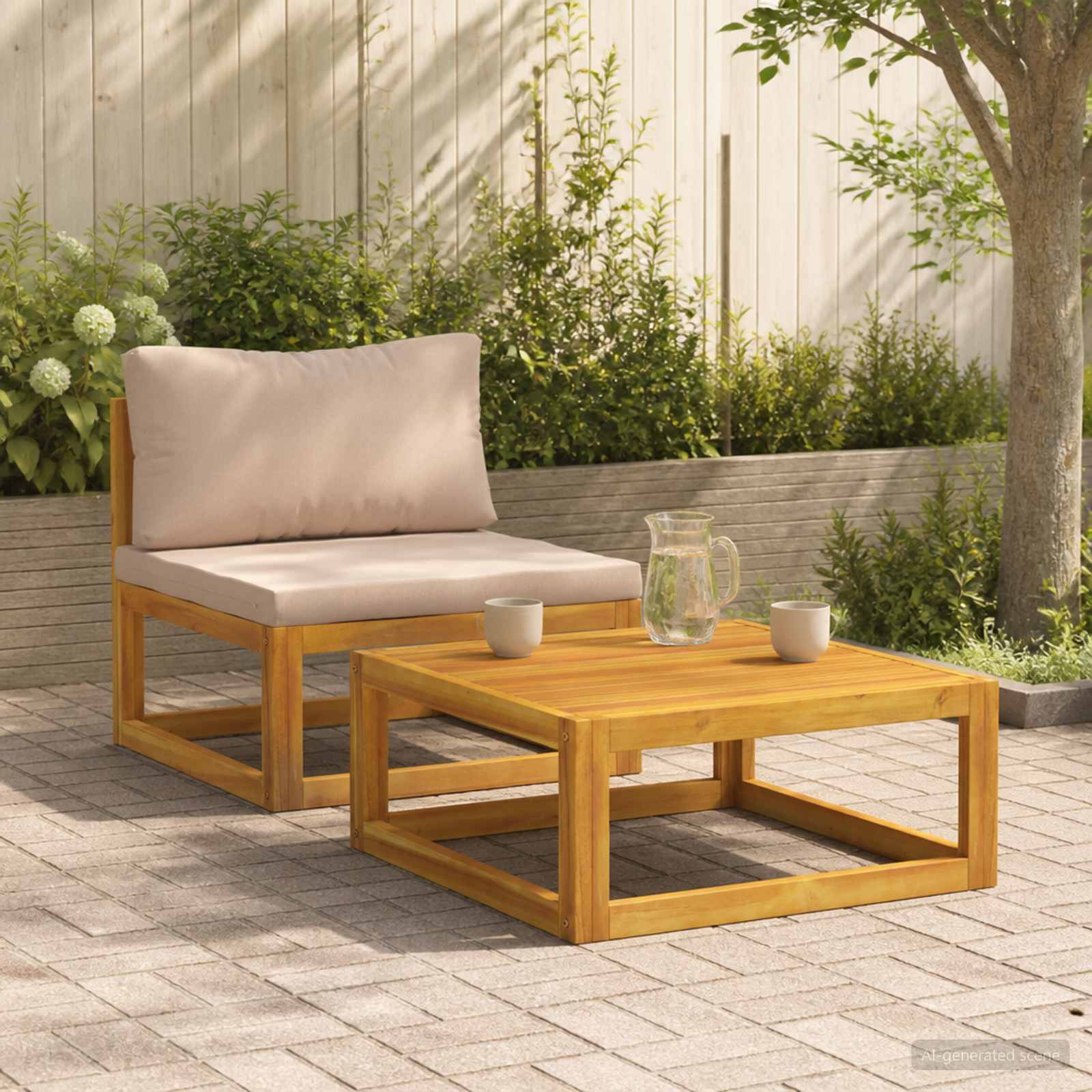 vidaXL 2 stk. Modulsofasæt med hynder 100 % polyester Solid-Acacia