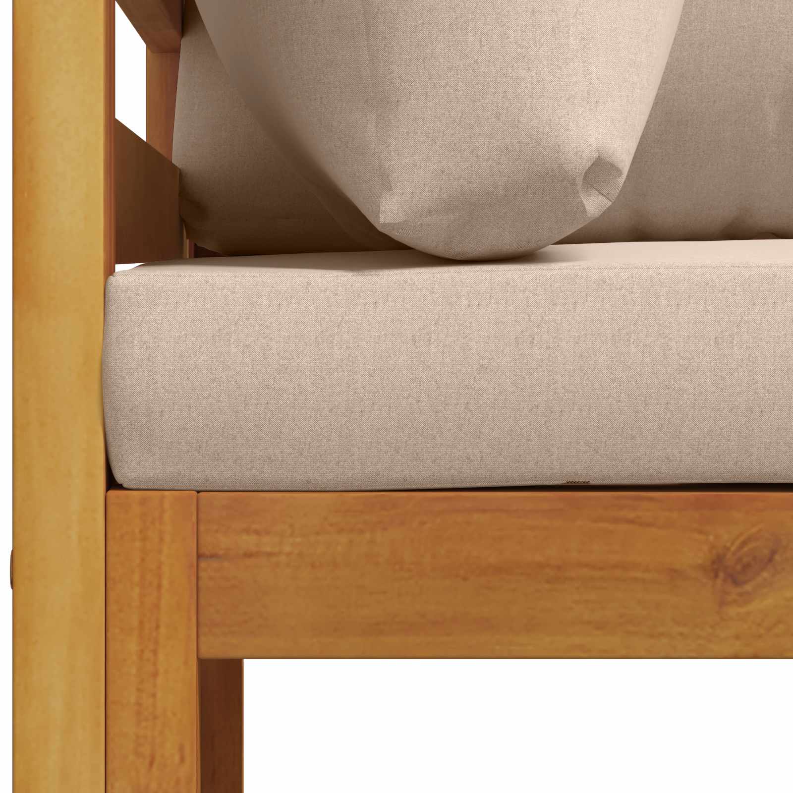 Hoekbank met kussens 100 % polyester Massief Acacia Naturel image 5