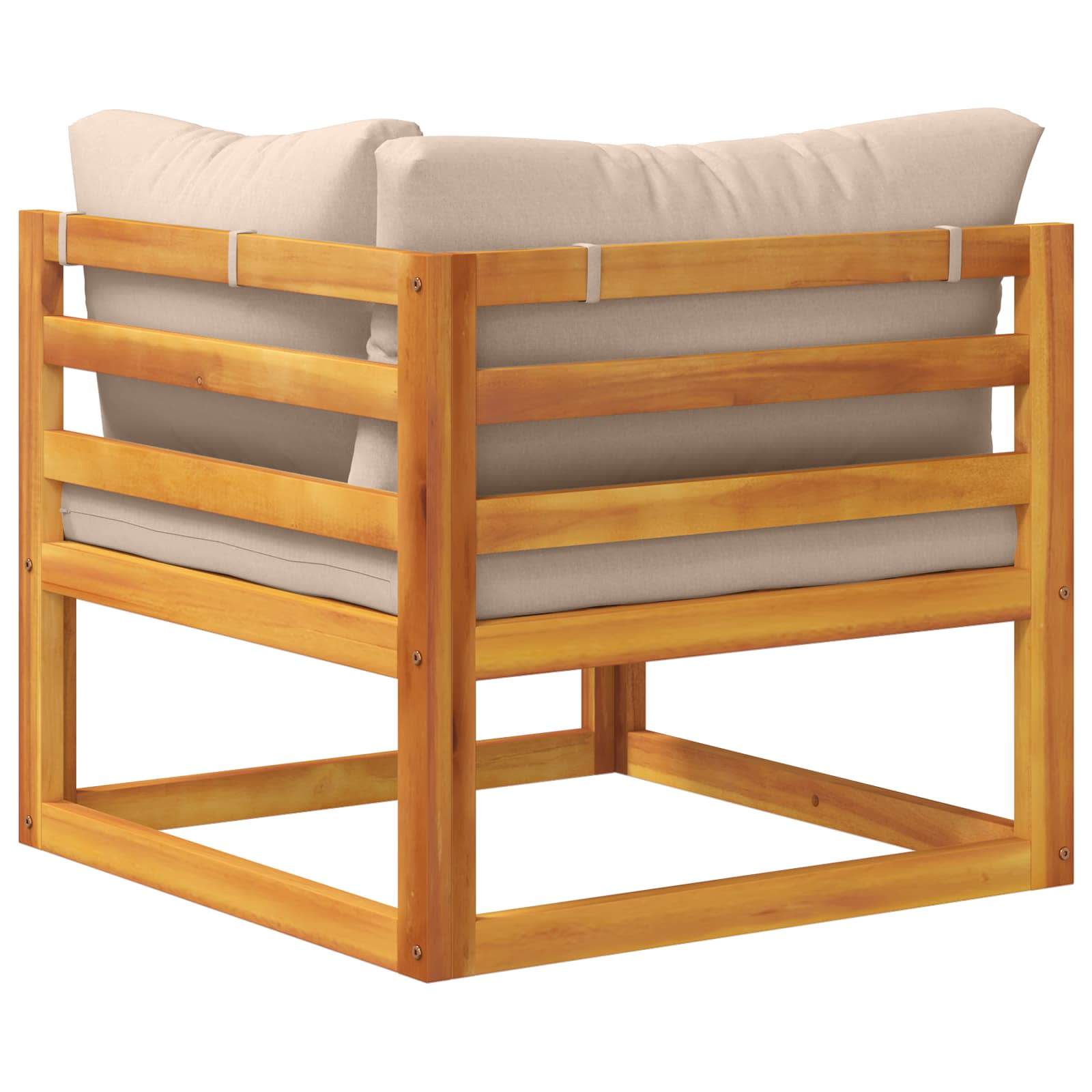 Hoekbank met kussens 100 % polyester Massief Acacia Naturel image 4