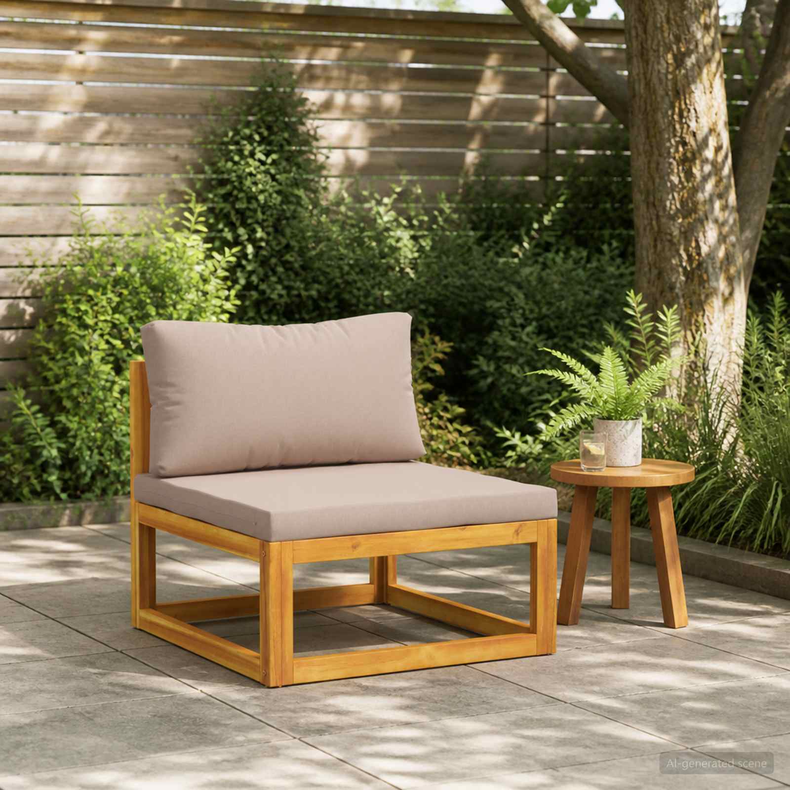 vidaXL Midtersofa med hynder 100 % polyester Solid-Acacia Naturfarvet