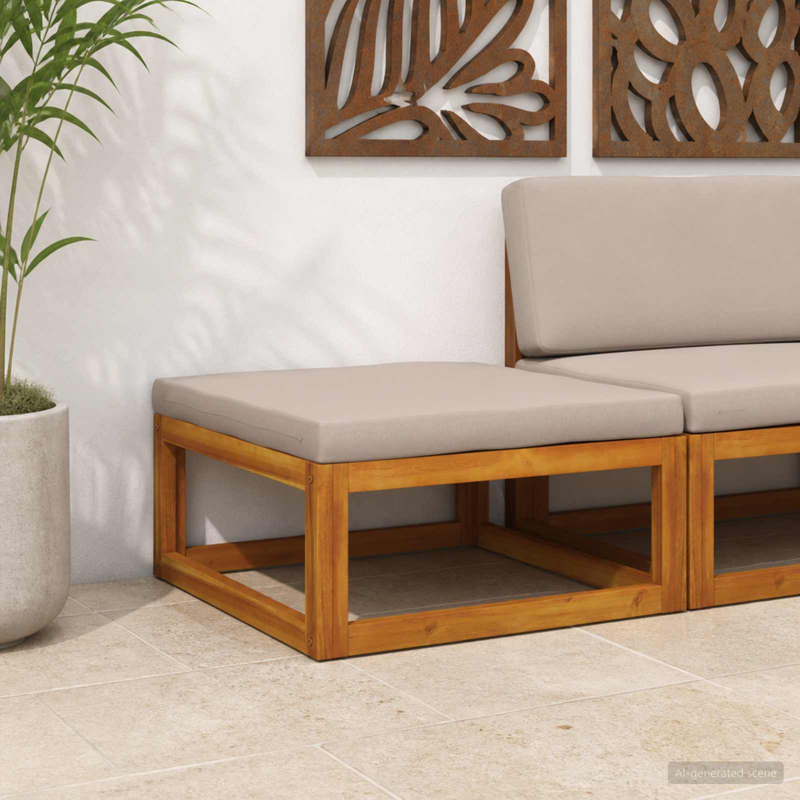 vidaXL Modulær fodskammel med hynder 100 % polyester Solid-Acacia